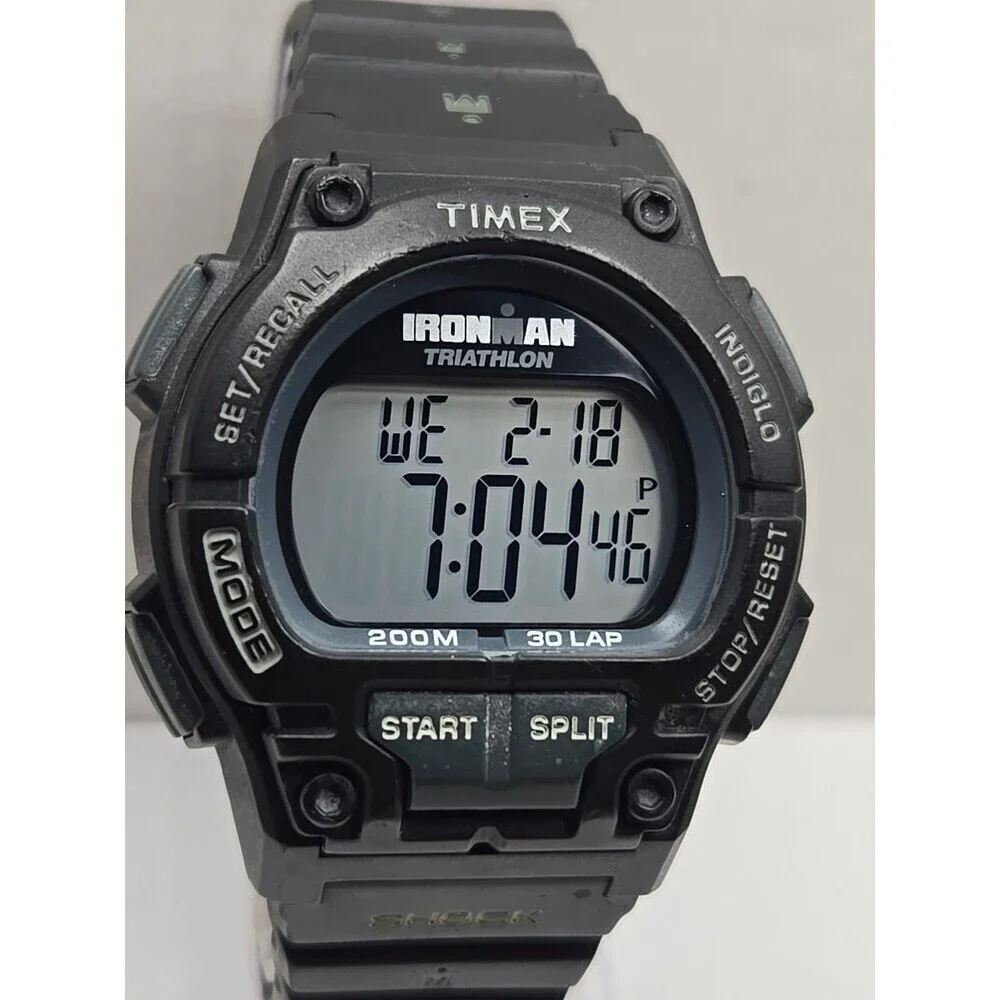 Timex Mens Ironman Triathlon Endure 30 Shock 44mm Digital 200M Watch New Battery